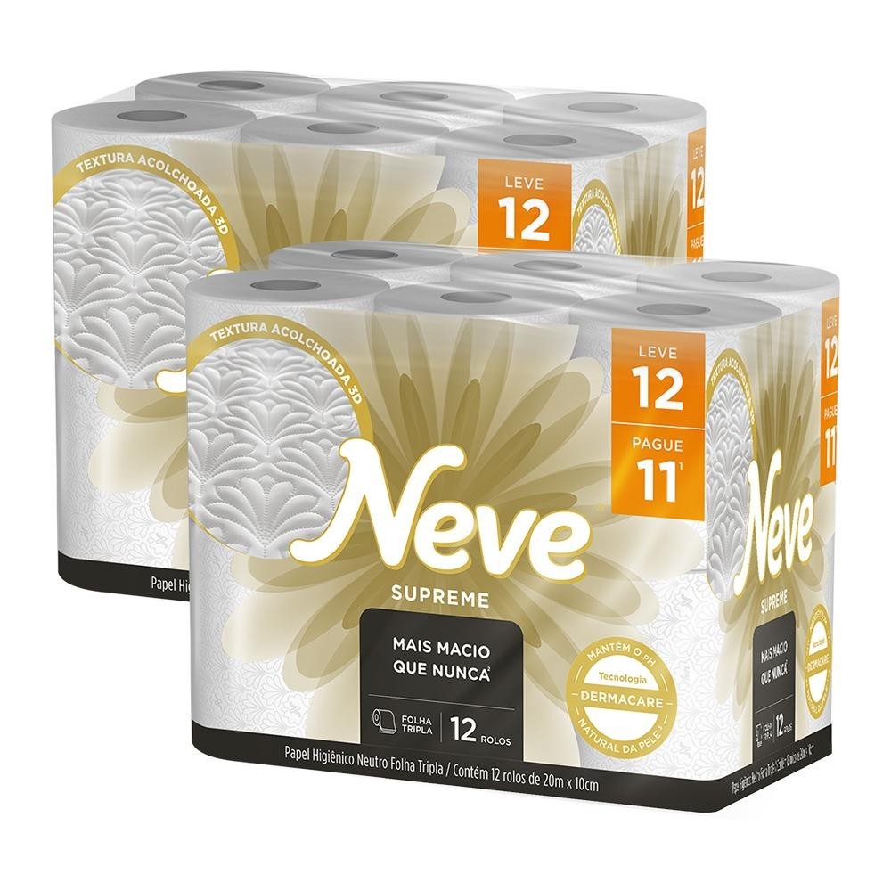Kit 2 Papel Higiênico Neve Supreme Folha Tripla Leve 12un cada em Oferta na Shopee