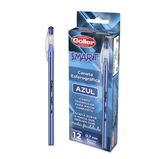 Caneta Esferográfica Azul Smart 0.7mm Com 12 Unidades Göller em Oferta na Shopee