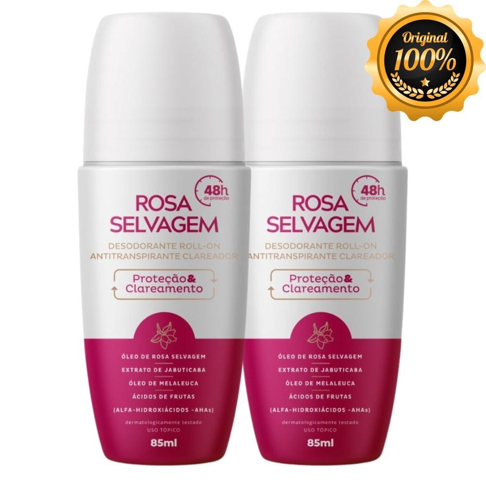 Kit 2 Un Desodorante Roll-on Clareador Rosa Selvagem 85ml