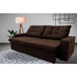 Sofá Retrátil Reclinável Malta 2,00m Suede Velut Marrom Molas no Assento - King House