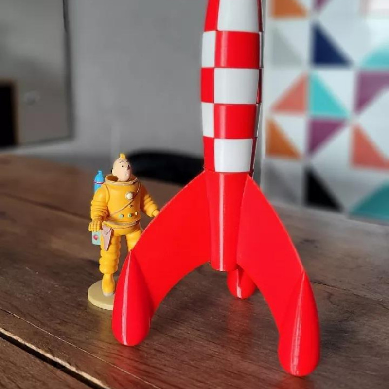 Foguete Tintin para Lua Decorativo Divertido Figura Decorativa Action Figure Impressao 3d