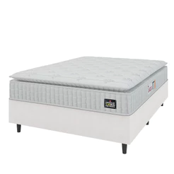Cama Box Colchão Casal Espuma D45 Lazio Pillow Top 138x188x67cm Branco Hellen - Suporta até 120kg por Pessoa