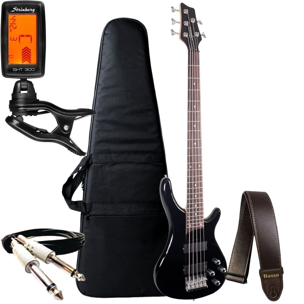 Kit Contra Baixo 5 Cordas Giannini Gb205a Ativo + Acessórios