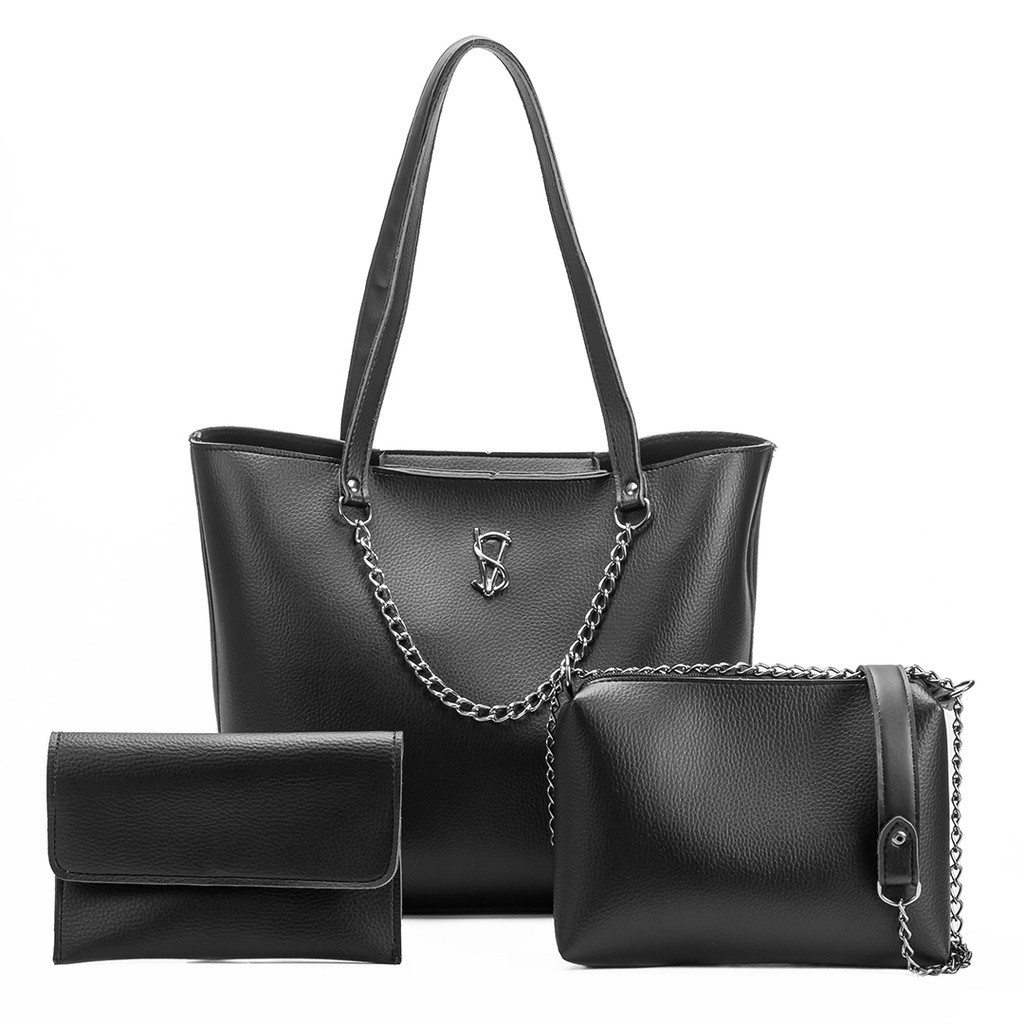 Kit Bolsa feminina Bolsa grande Casual + Carteira + Bolsinha Lançamento Pronta entrega