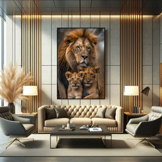 Quadro com Moldura Leão Judá e Familia Decorativo Sala Escritório Selvagem Moderno  Grande 90X60 em Oferta na Shopee