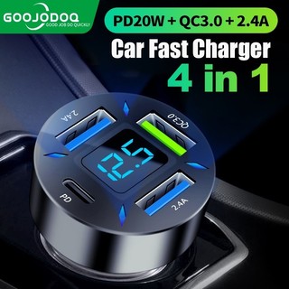 GOOJODOQ 4 Em 1 Carregador De Carro De 66W Tomada De Carregamento Rápido Para iPhone Tipo C E USB 24V PD QC3.0 em Oferta na Shopee