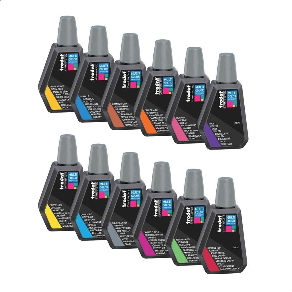 Tinta Trodat 28ML Diversas Cores - Rosa - Laranja - Verde - Violeta - Amarelo - Cinza - Pink