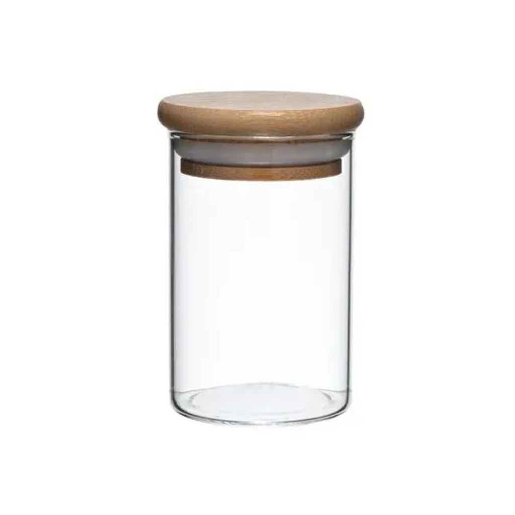 Pote Porta Temperos Mantimentos Design Sofisticado Tampa De Bambu Hermético