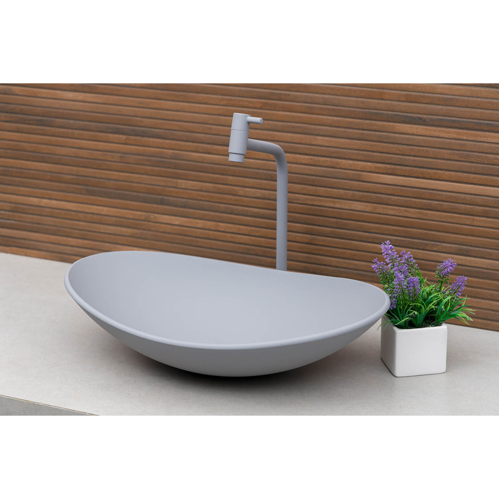 CUBA PIA DE BANHEIRO MODELO OVAL COR CINZA MATTE + VALVULA CLICK INTELIGENTE FOSCA em Oferta na Shopee