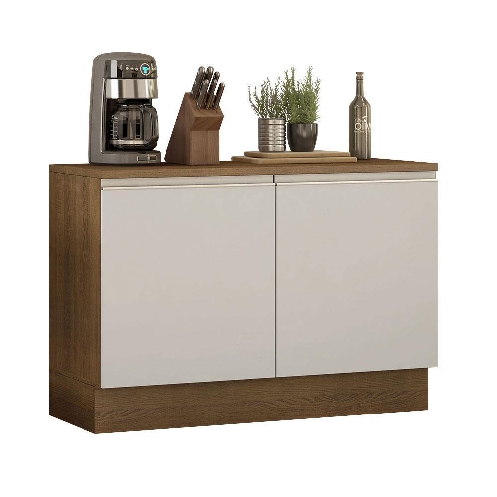 Balcão de Pia Armário de Cozinha 120 cm 2 Portas (Com Tampo) Rustic/Branco Glamy Madesa - Home & Living