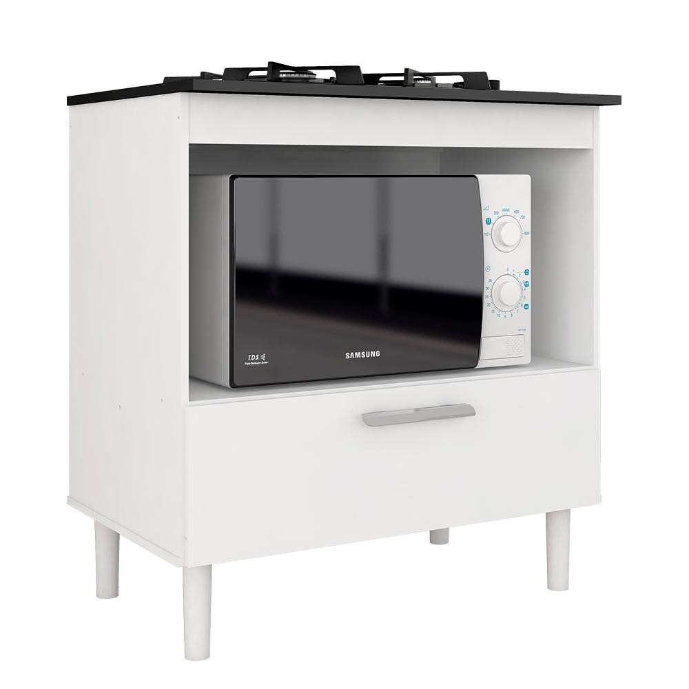 Balcão Para Cooktop Mila 1 Gaveta Branco - Móveis Arapongas em Oferta na Shopee