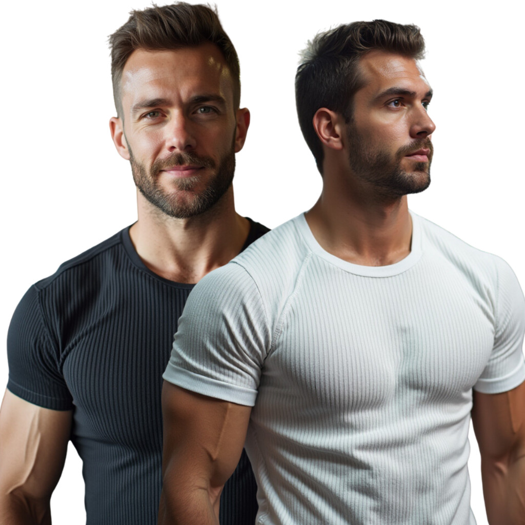 Kit com 2 Camisetas Canelada Slim Justa ao Corpo Estilo Americana Rapper