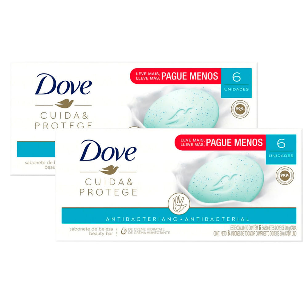 Kit 2 Sabonete em Barra Dove Antibacteriano Cuida e Protege com 6 Unidades de 90g cada Leve Mais Por Menos em Oferta na Shopee