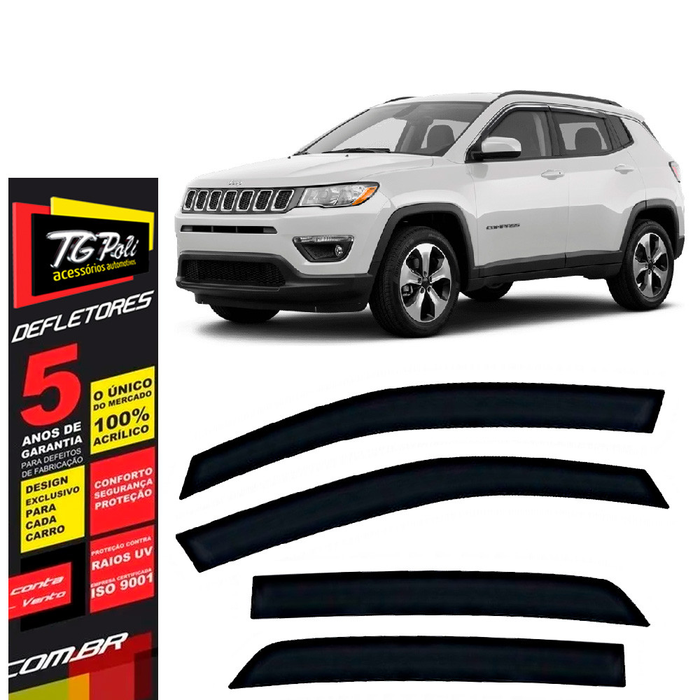 Calha de Chuva Jeep Compass 2017 a 2026 4 portas TG Poli Defletor Portas Protetor Janelas Fumê em Oferta na Shopee