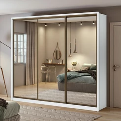 Guarda-Roupa Casal Spazio 270 Super Glass 3 portas Branco