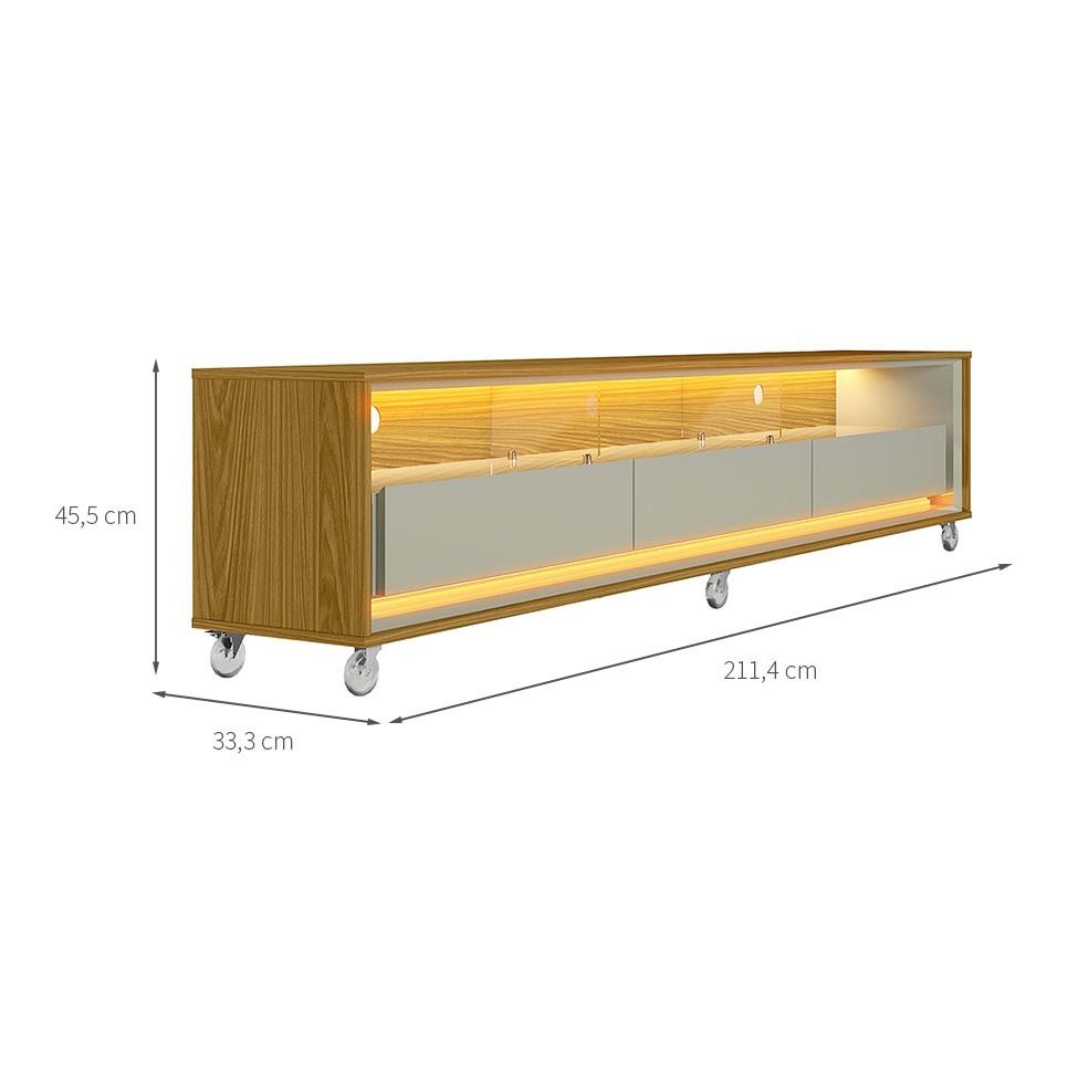 Detalhes do Rack para TV até 70 Polegadas Andorra com LED 3 GV Cedro e Off White