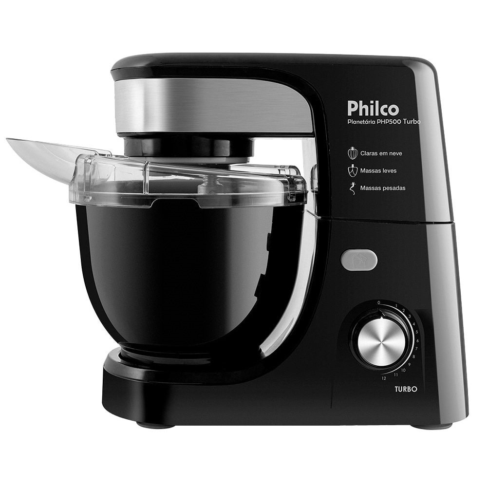 Batedeira Planetária Philco PHP500 Turbo - 12 Velocidades, 1 Tigela 700W, Preto - Home & Living
