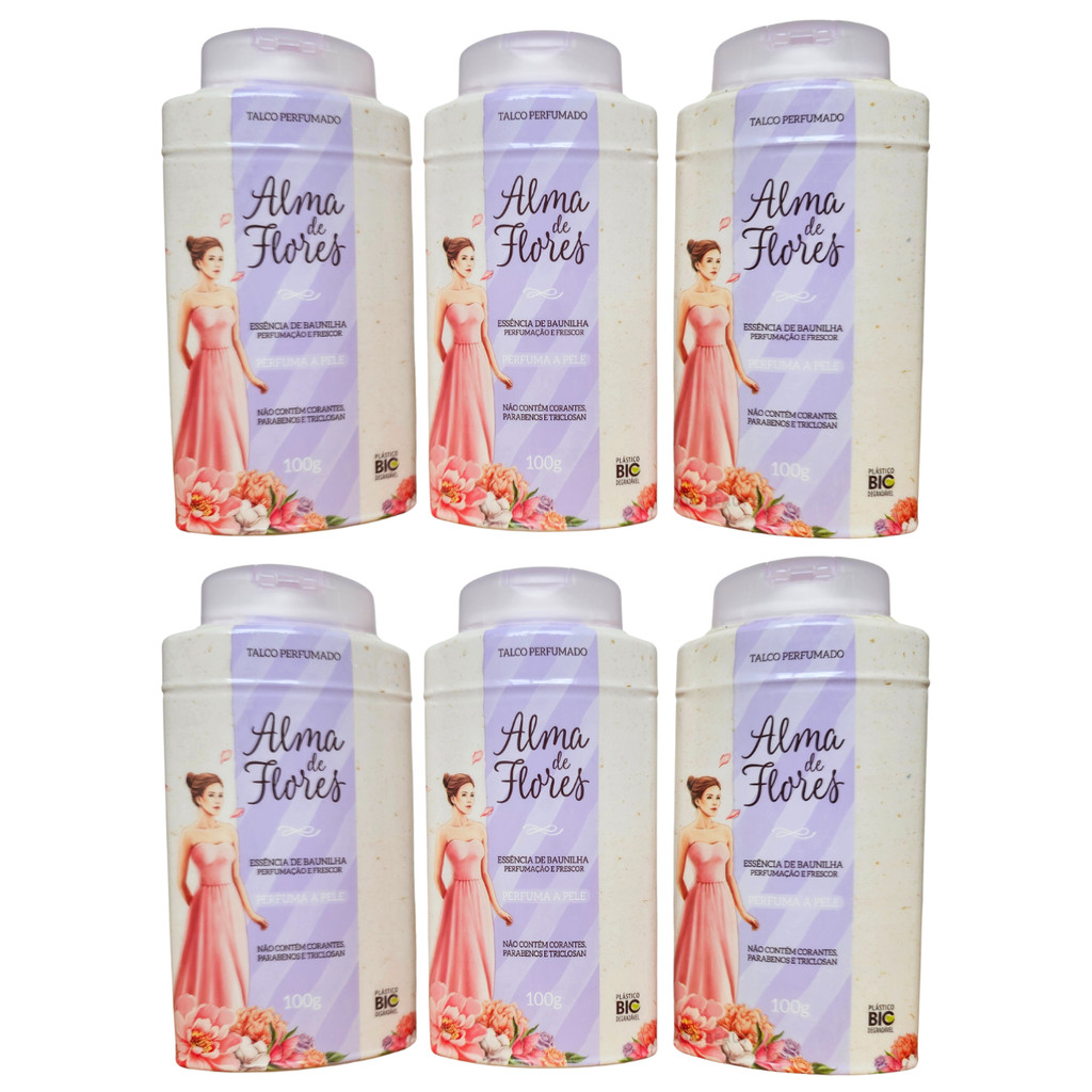 Talco Alma de Flores Baunilha 100g - 6unidades