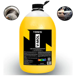V-MOL Shampoo Desincrustante 5L Remove Barro e Óleo, pH Básico Seguro, Diluição 1:10 a 1:100, Limpeza Automotiva Eficaz