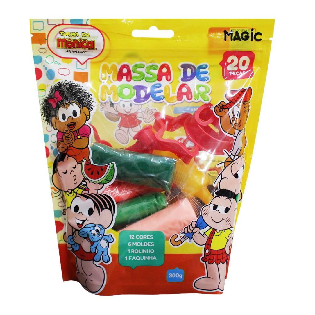 Massinha Turma Da Mônica De Modelar Infantil Com Moldes Espátula e Rolinho Entretenimento Diversão