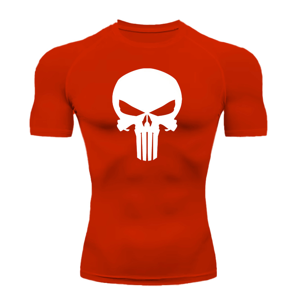 Camiseta Compressão Proteção Uv 50+ Manga Curta Símbolo Justiceiro Várias Cores Rash Guard
