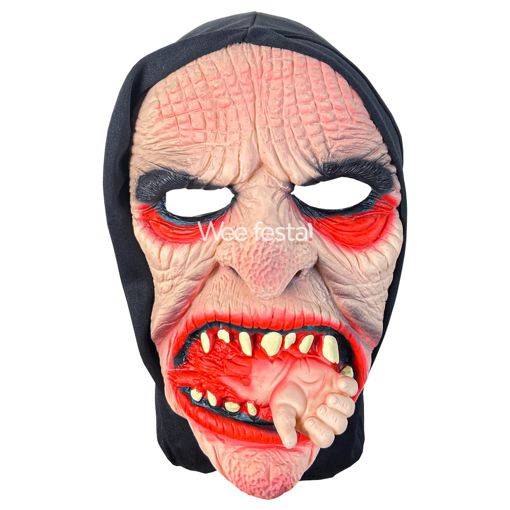 Máscara Látex Capuz Bruxa Canibal Velha Senhora Festa Fantasia Halloween Carnaval Careta Terror