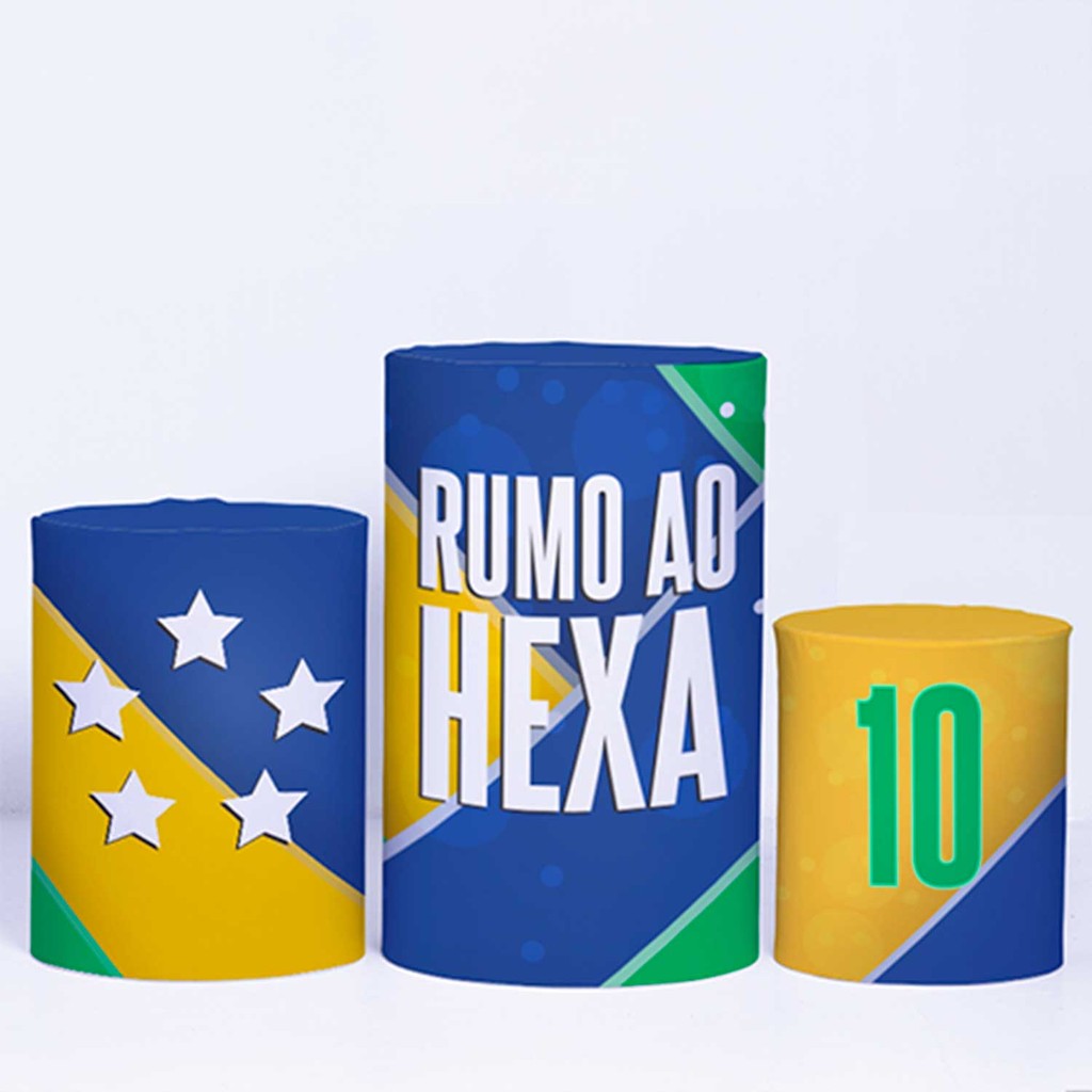 Trio de Capa Cilindro para Festa de Seleção Brasileira Veste Fácil C/elástico