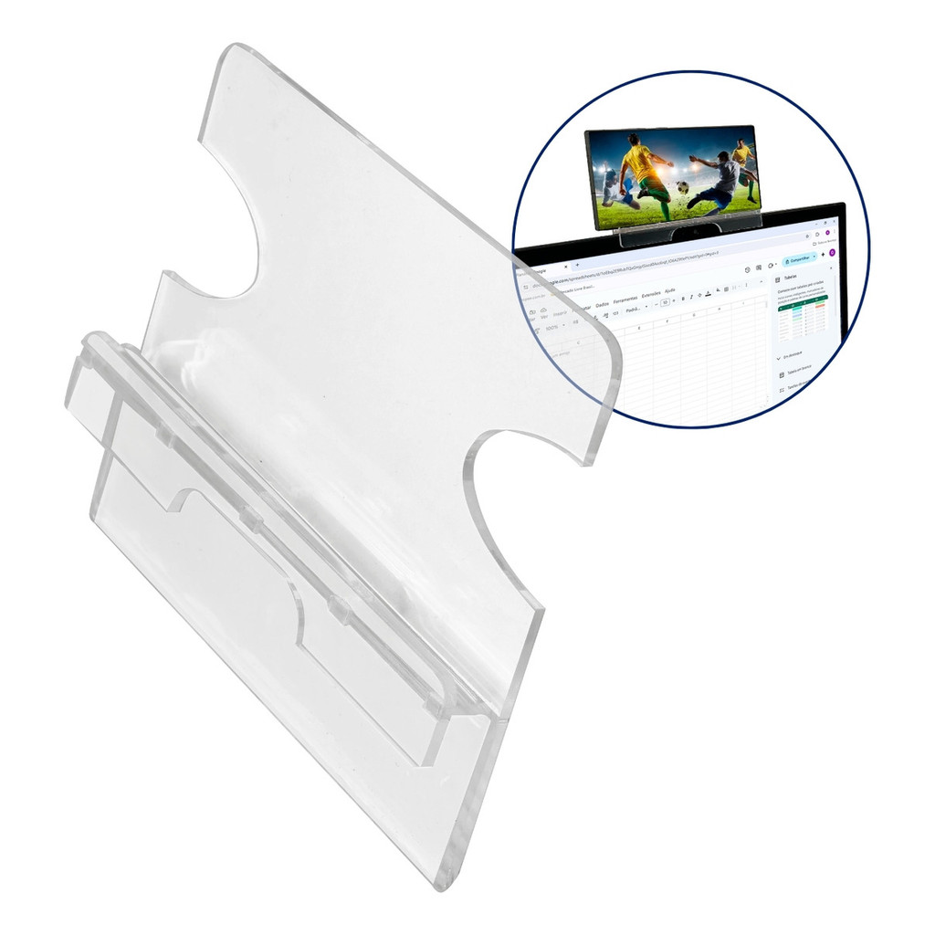 Porta Celular Notebook Suporte Apoio Acrílico Transparente Monitor Smartphone Computador Telefone