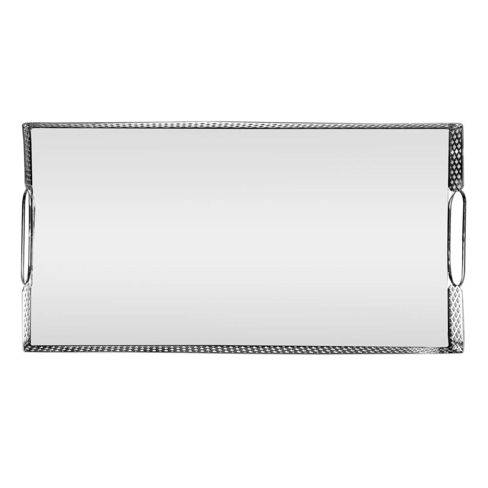 Detalhes do Bandeja Espelho Marbella Wolff 32cm x 12,5cm Prateada Metal