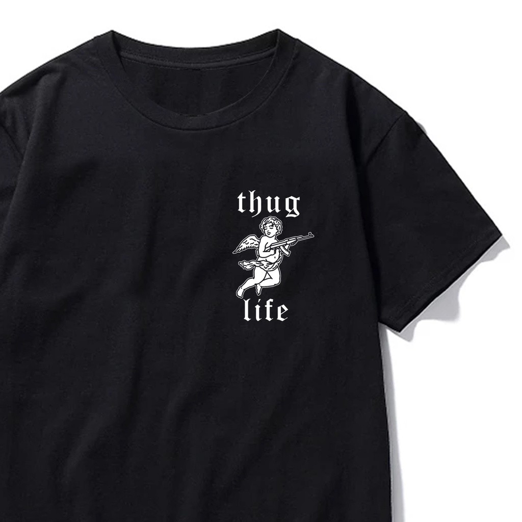 Camiseta Blusa Minimalista Cupido Anjo AK-47 Metralha Thug Life Moda Tumblr Swag 100% Algodão