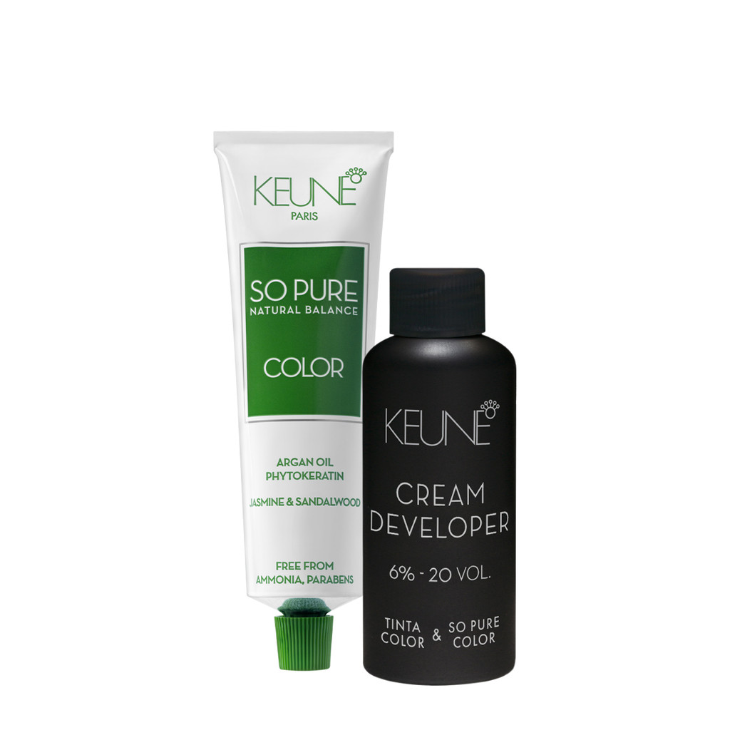 Kit Keune Tinta So Pure Color Louro Médio 7 e Oxidante Cremoso Tinta Color & So Pure Color 6% 20 vol (2 produtos) em Oferta na Shopee