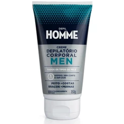 Creme Depilatório Corporal Masculino Depil Homme 150g Ação Desodorante Rápido, Sem Corte e Sem Dor