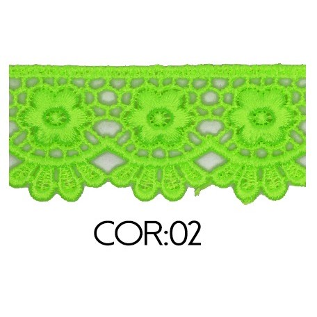 Renda Guipir CHL-655 3.5 Cm -  Rolo C/13.7 Metros Cor:Verde-Neon