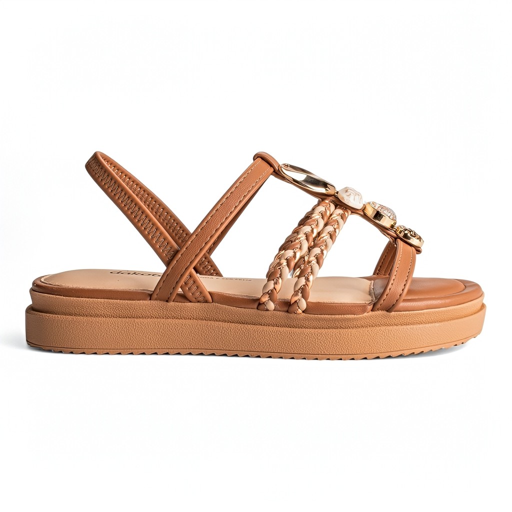 Sandalia Dakota Flatform Conforto Feminina Pedraria Tiras Original