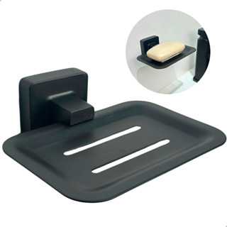 Saboneteira Preta Parede Banheiro Porta Sabonete Metal Inox Preto Fosco Suporte Box Pia Lavabo em Oferta na Shopee