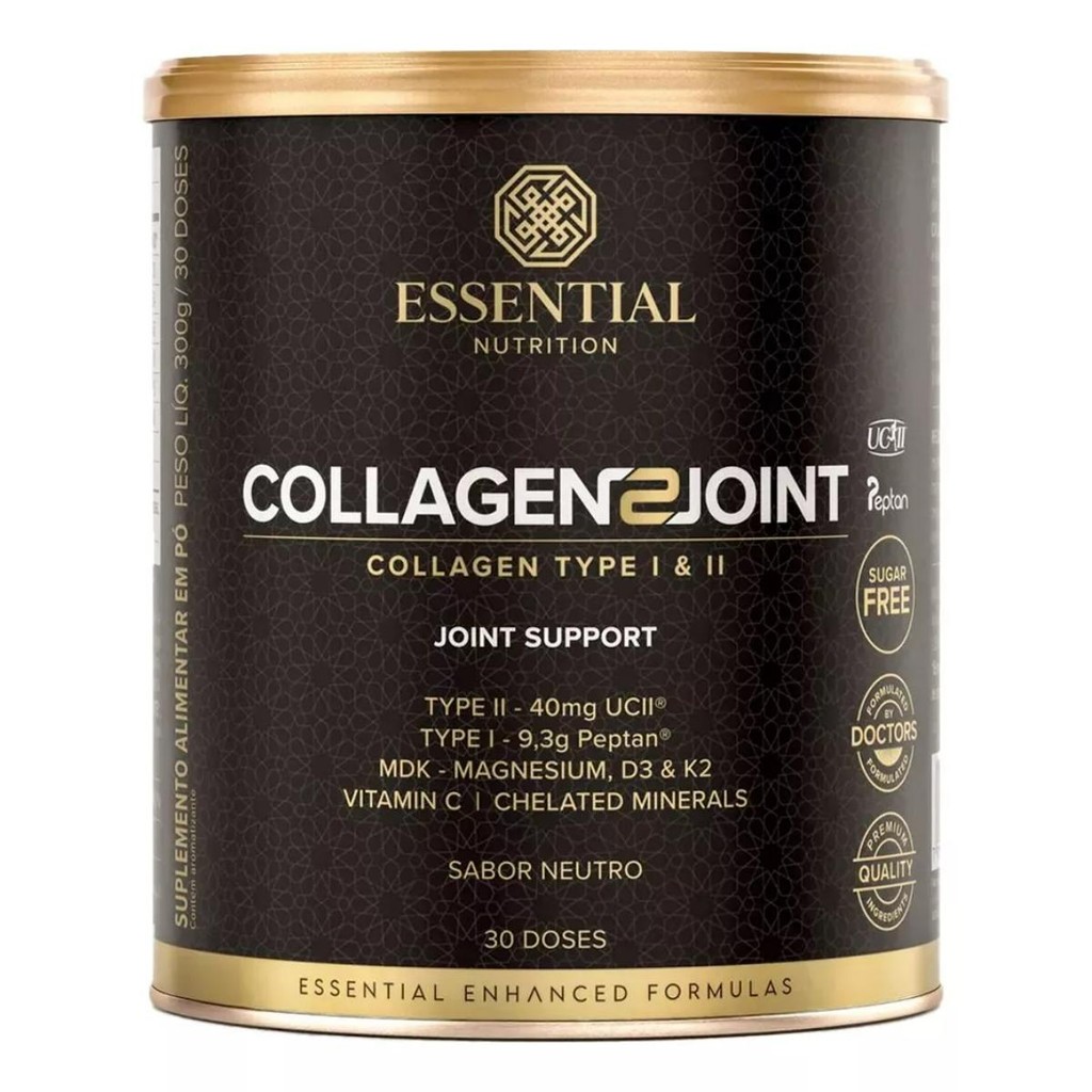 Collagen 2 Joint Essential Nutrition 300g Neutro Colágeno Tipo 2, MSM, Ácido Hialurônico e Vitaminas em Oferta na Shopee