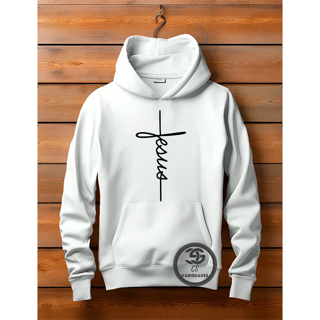 Blusa de Moletom Jesus Unissex Frio Fé Inverno Religioso Moda Cristã Gospel Estampado Linha Premium WallasShop2