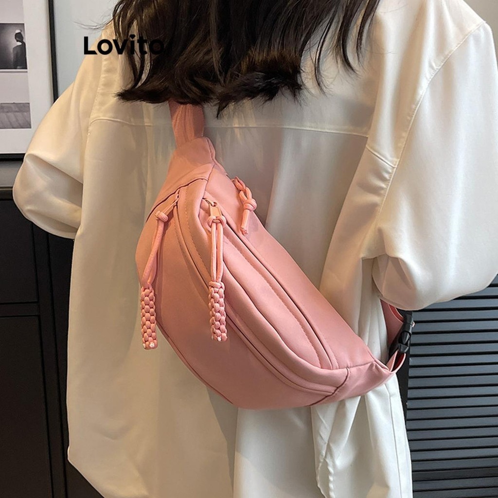 Lovito Bolsa De Ombro Pequena Casual Bolsa Esportiva Lisa Fasion Para Mulheres LFA20084 - Women Bags
