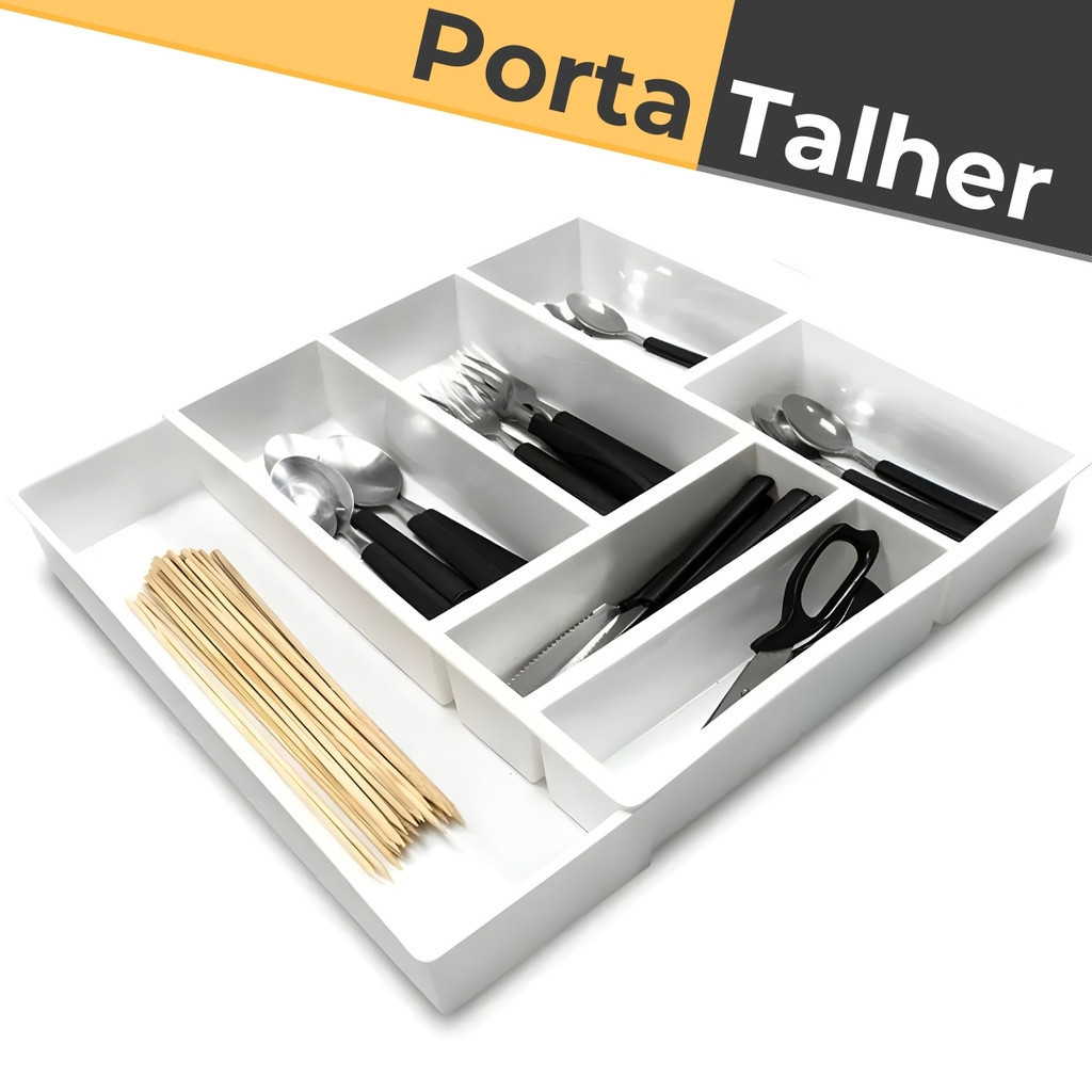 Organizador Talher Branco C/ Extensor P/ Gaveta Modular