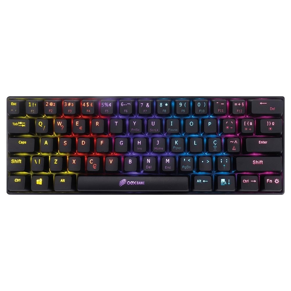 TECLADO MECANICO GAMER ZIGGY RAINBOW SWITCH OUTEMU RED OEX TC607 PRETO