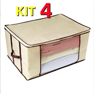 Kit C/4 Organizador Multiuso Edredom Guarda Roupas Flexível 60x45x30cm em Oferta na Shopee