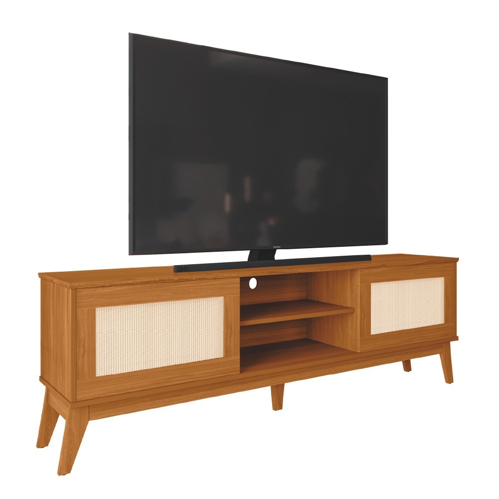 Rack Bancada Para TV Até 65 Polegadas 1,80m 2 Portas Com Tela Rattan Cedro Cairo EDN - Home & Living