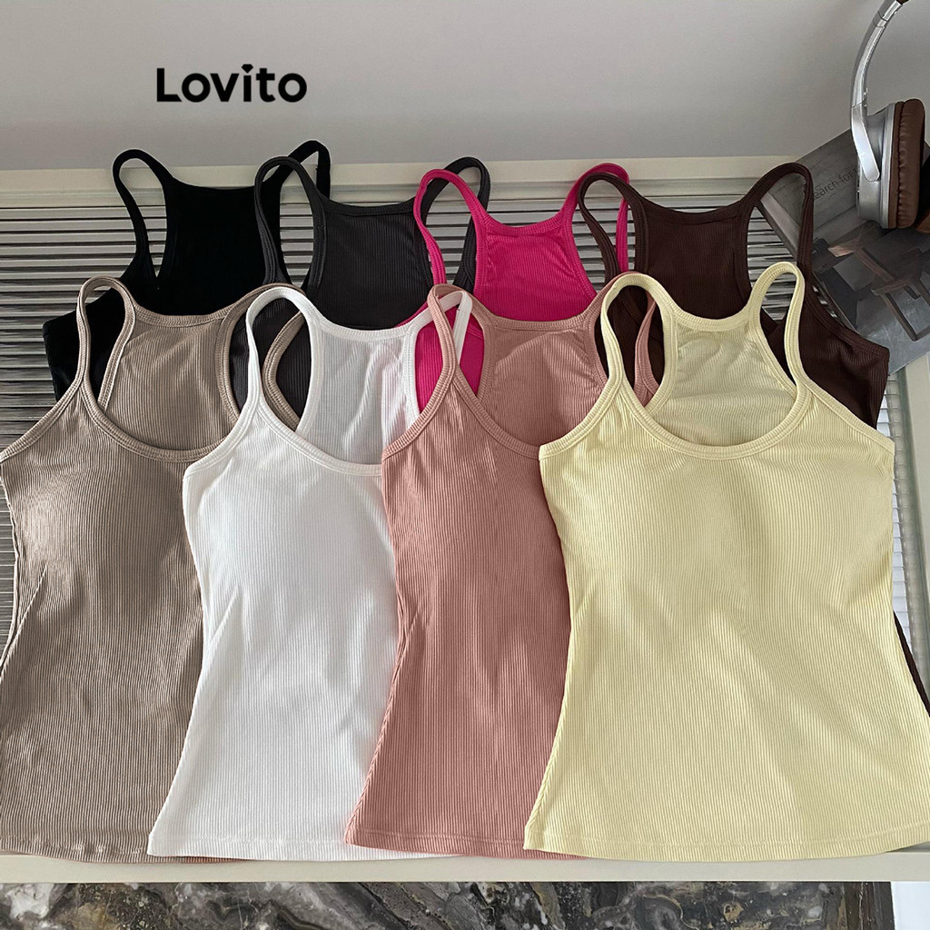 Lovito Top Casual De Verão Cruzado Regata Básica Para Mulheres LNE41316 - Women Clothes