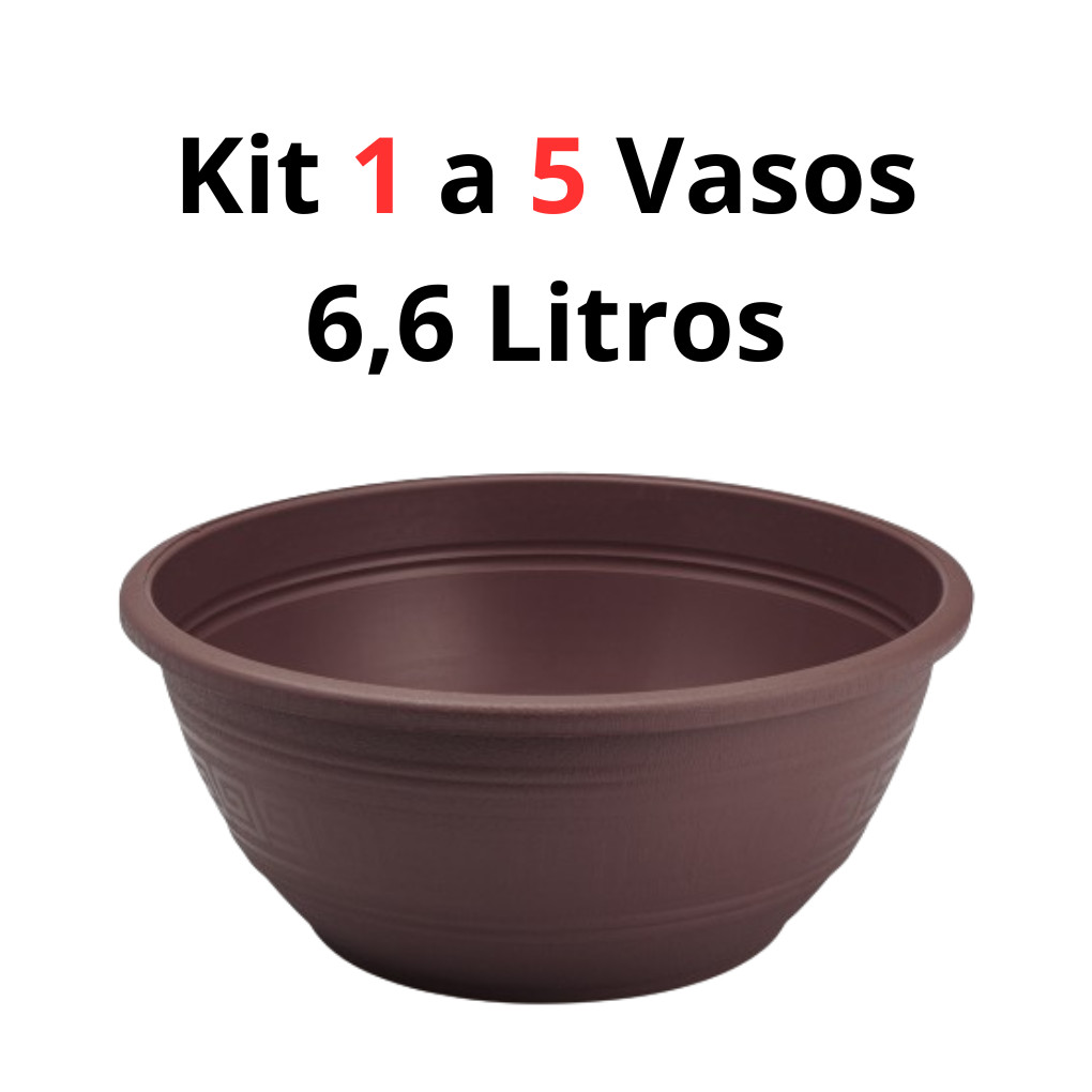 Kit 1 a 5 Vasos Cuia Rosa do Deserto 6,6 Litros Vasos Redondos Cor Café em Oferta na Shopee