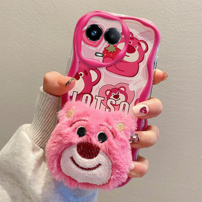 Capa de Silicone Capa macia de revestimento de desenho animado Capa de boneca de pelúcia Capa de telefone Anti-queda Adequada para OPPO Realme 11 5G /Realme 11x 5G /Realme C67 5G /Realme Narzo 60x /Realme V50 /Realme V50s