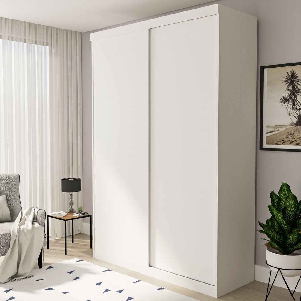 Guarda Roupa Solteiro Premium Salvador 138cm 2 Portas 2 Gavetas Espresso Móveis Branco - Mom & Baby