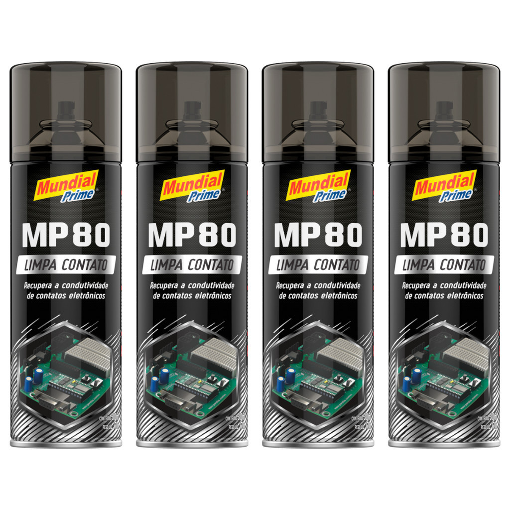 04 Limpa Contatos MP80 300ml Spray Circuitos Elétricos Eletrônicos Automotivo Informática Celulares