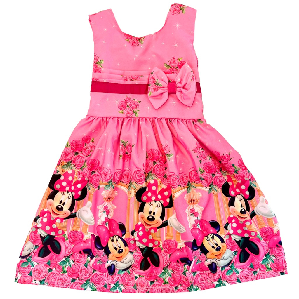 Vestido Feminino Infantil Menina Magali Minnie Princesas em Oferta na Shopee