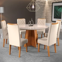 Mesa de Jantar 6 Lugares Virginia com Vidro
