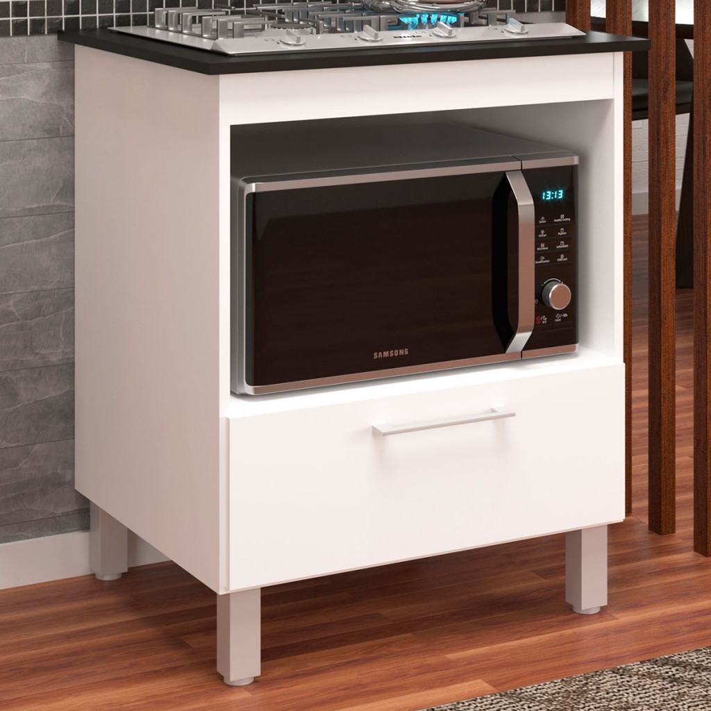 Armário de Cozinha Barcelona para Cooktop 4 Bocas 1 Porta Branco - Panorama Móveis em Oferta na Shopee